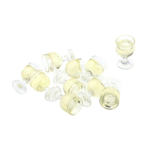 10 PCS 1/12 Dollhouse Miniature Wine Glasses Goblet Room Accessories Pink
